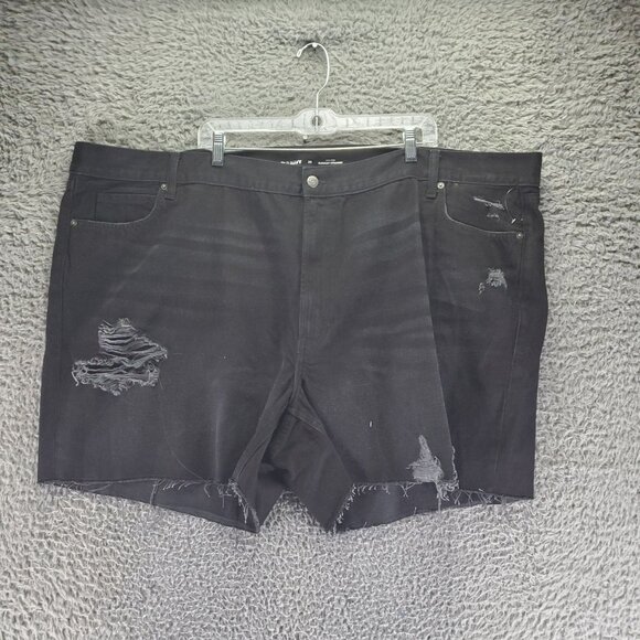 Old Navy Shorts Womens Plus 28 Black High-Rise Slouchy Straight Denim Cutoff - Picture 1 of 9